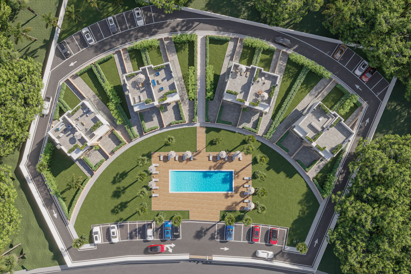 Render 3D de viviendas turísticas en Mazarron Country Club Resort