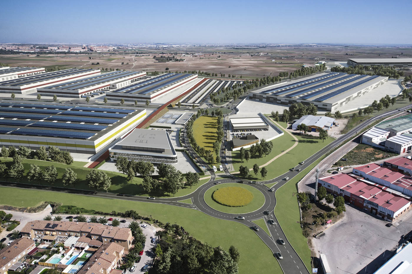 Renders 3D de un parque logístico tecnológico en Madrid