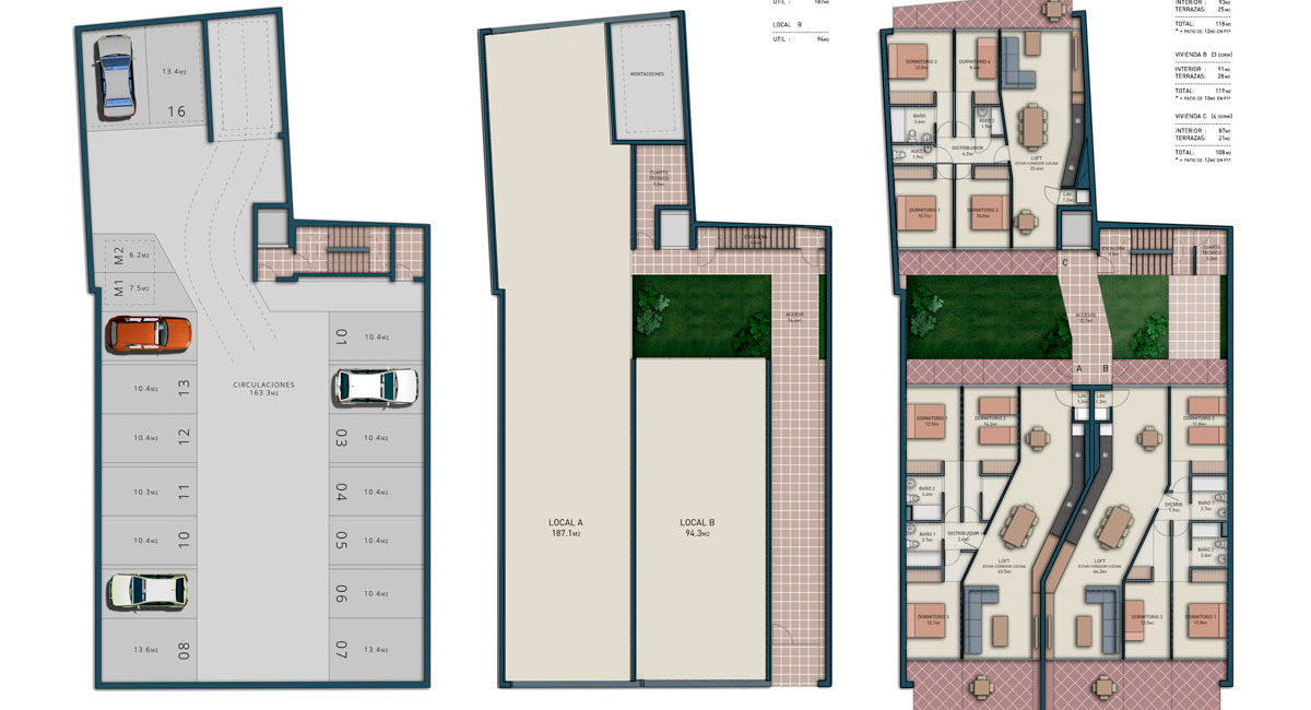 Planos comerciales para la representación de un edificio residencial.