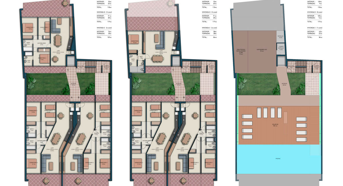 Planos comerciales para la representación de un edificio residencial.