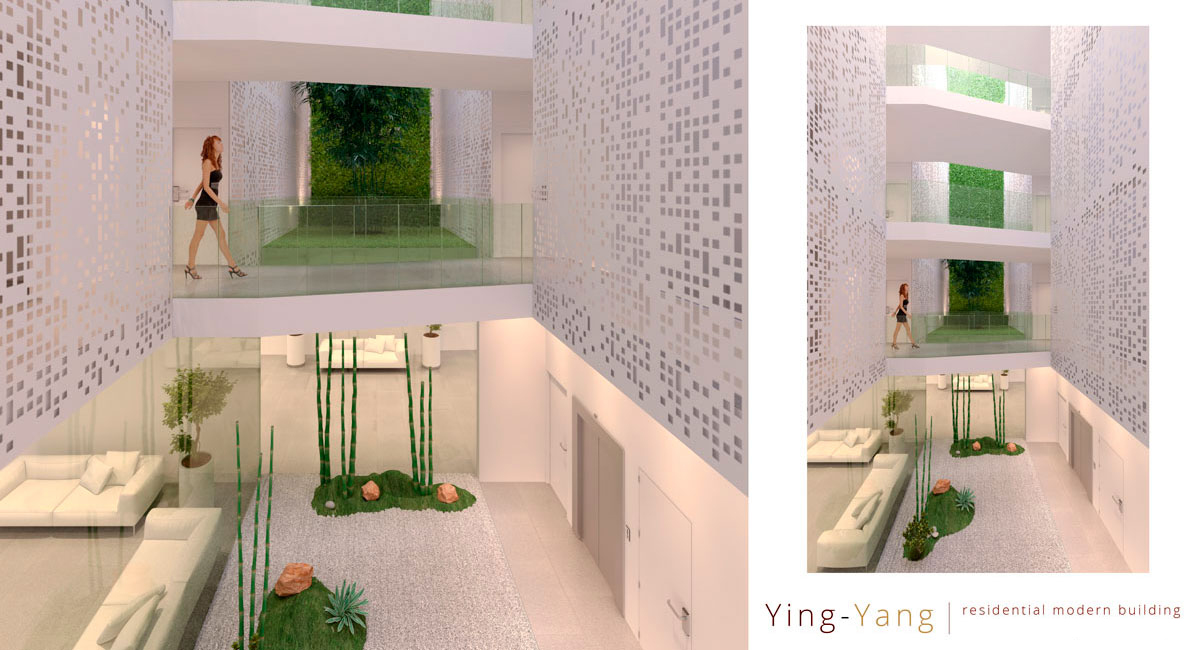 Renders 3d para la representación de un edificio residencial realizados con infografía 3D. Arquitectura 3D e interiores 3D.