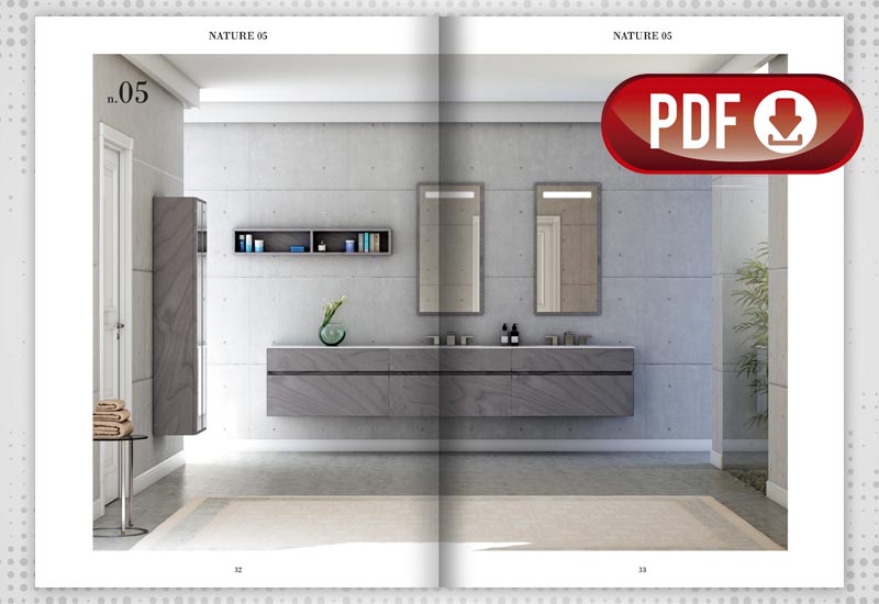 Catálogo de muebles de baño con renders 3D en PDF