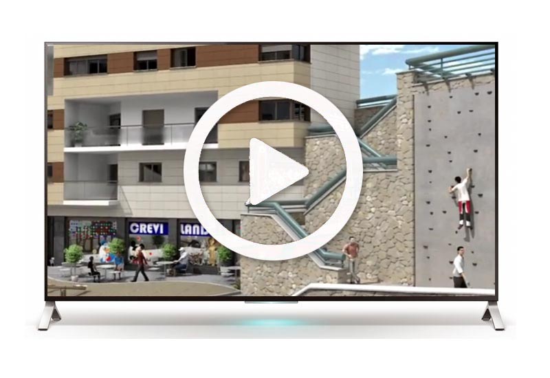 Fragmento de animación 3D para visualización edificio residencial