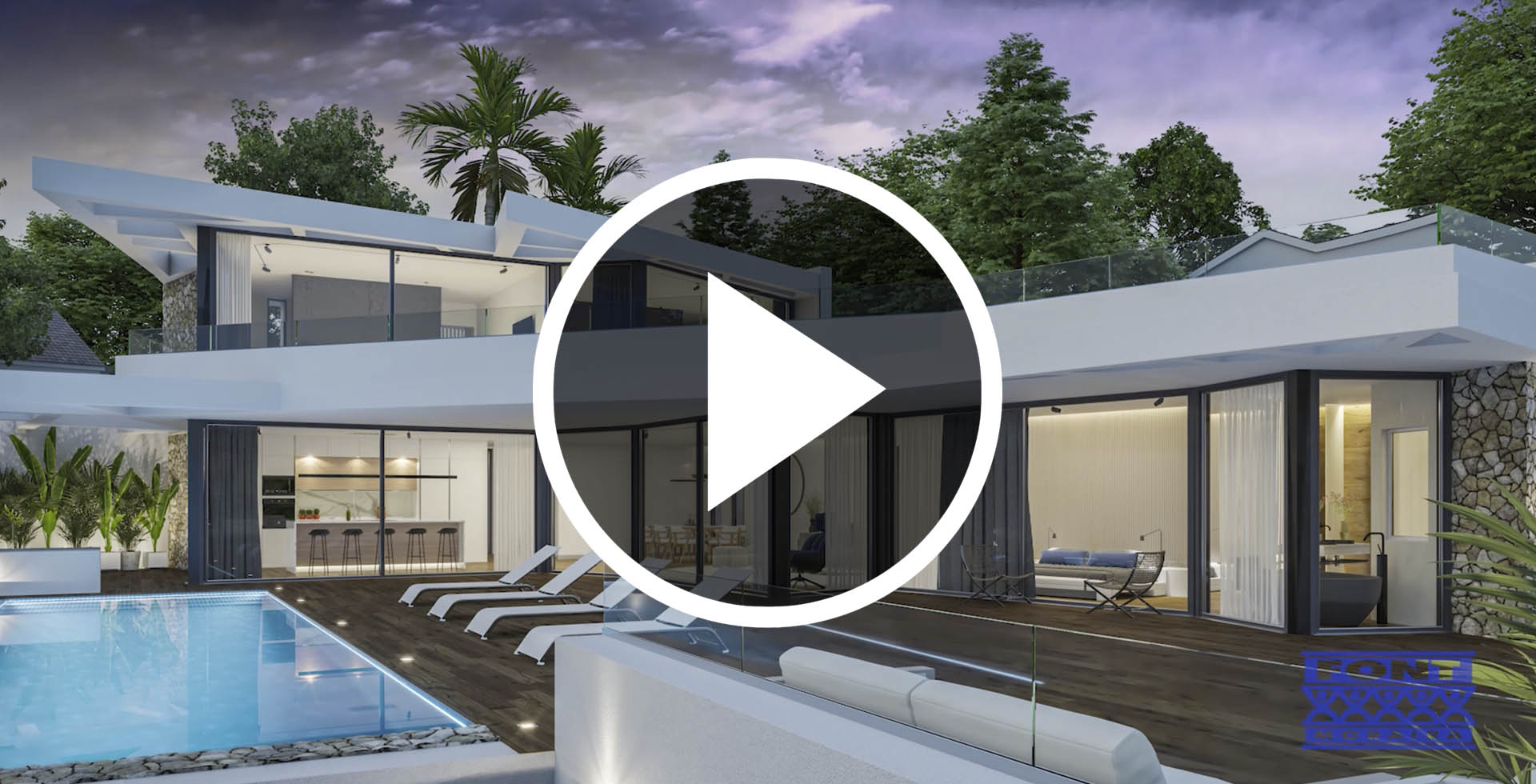 Animación 3D de una vivienda unifamiliar de lujo