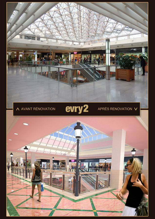 Rehabilitación de un centro comercial en París. Antes y después de la intervención.
