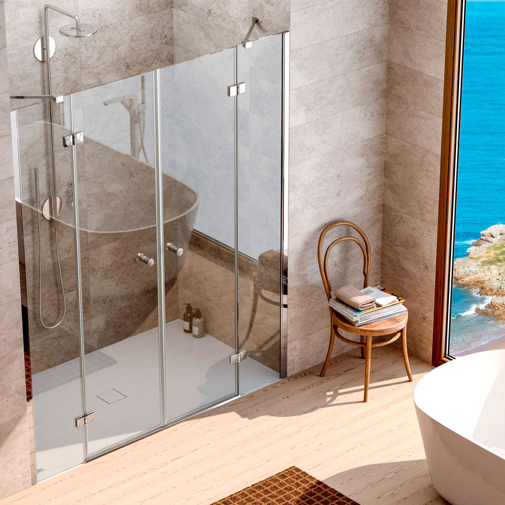 Imagen realizada con infografía 3D de mamparas de baño