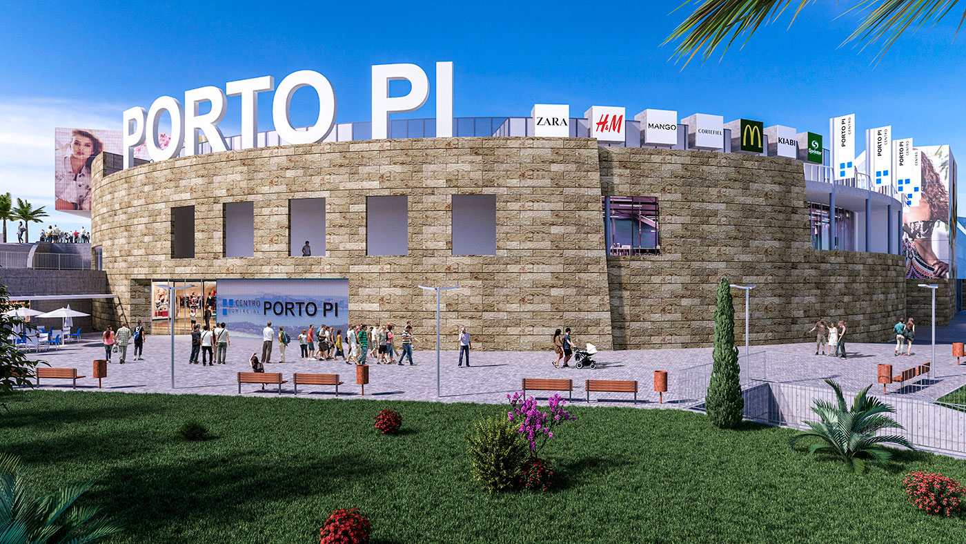 Render 3D de un Centro Comercial en Mallorca