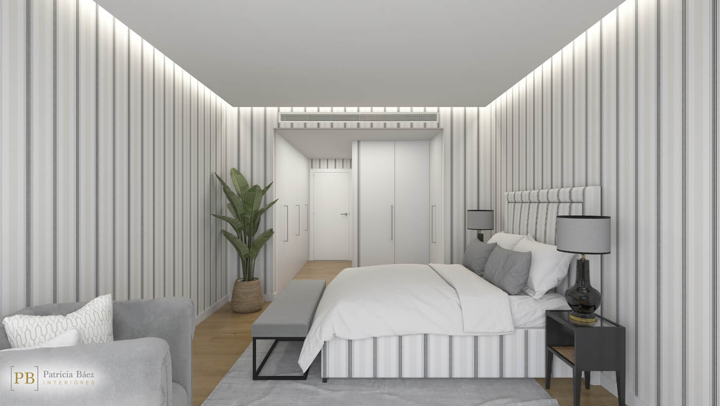 Render 3D de un dormitorio en Sevilla