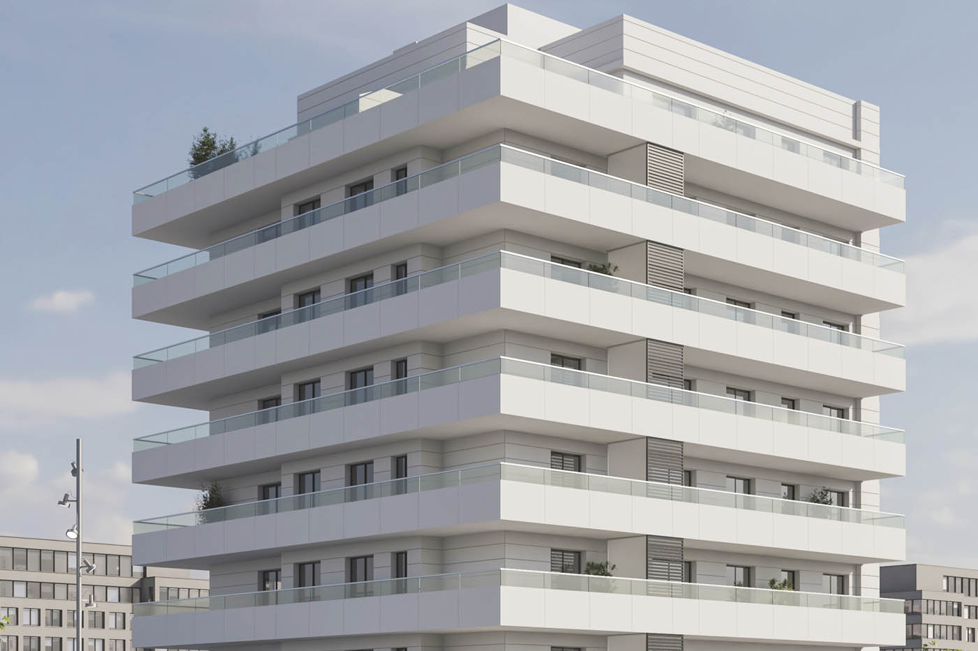Render 3D de un edificio en Sant Adrià de Besòs