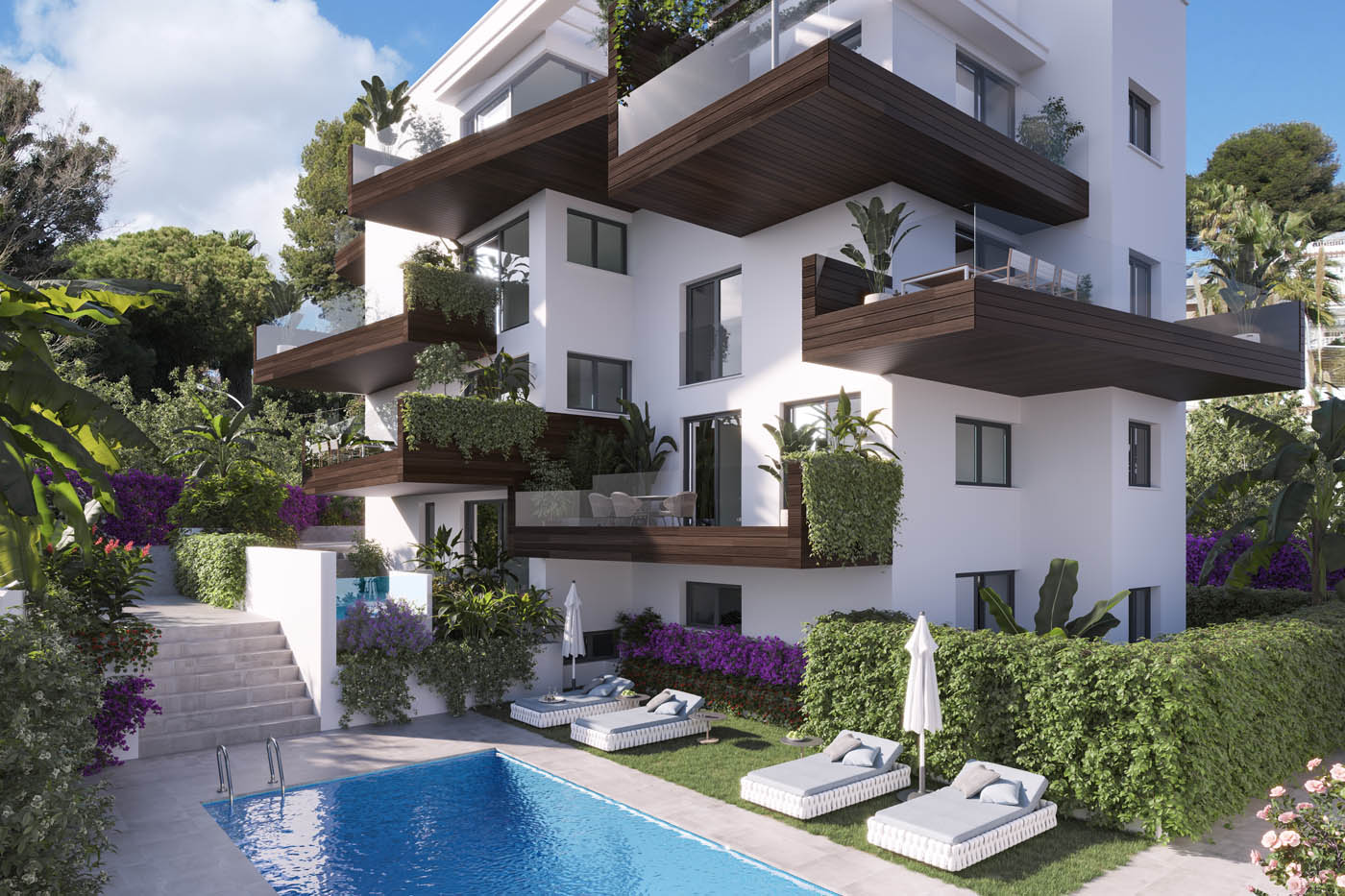 Renders 3D de un edificio residencial en Torremolinos, Málaga