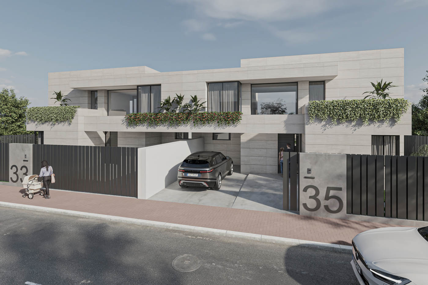 Render 3D de dos viviendas en Madrid