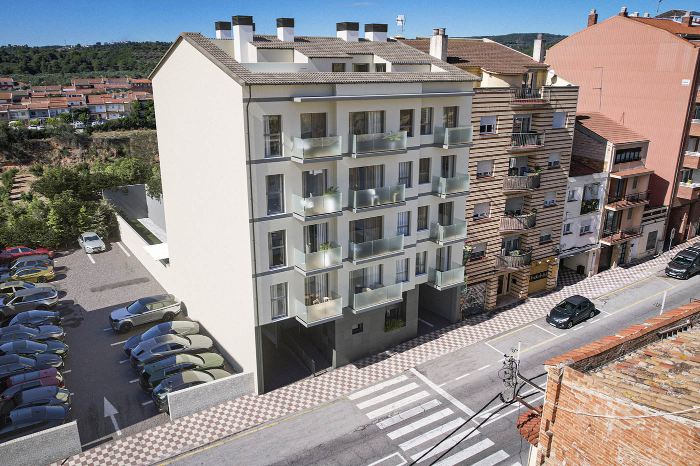 Renders 3D de un edificio residencial en Esparraguera, Barcelona