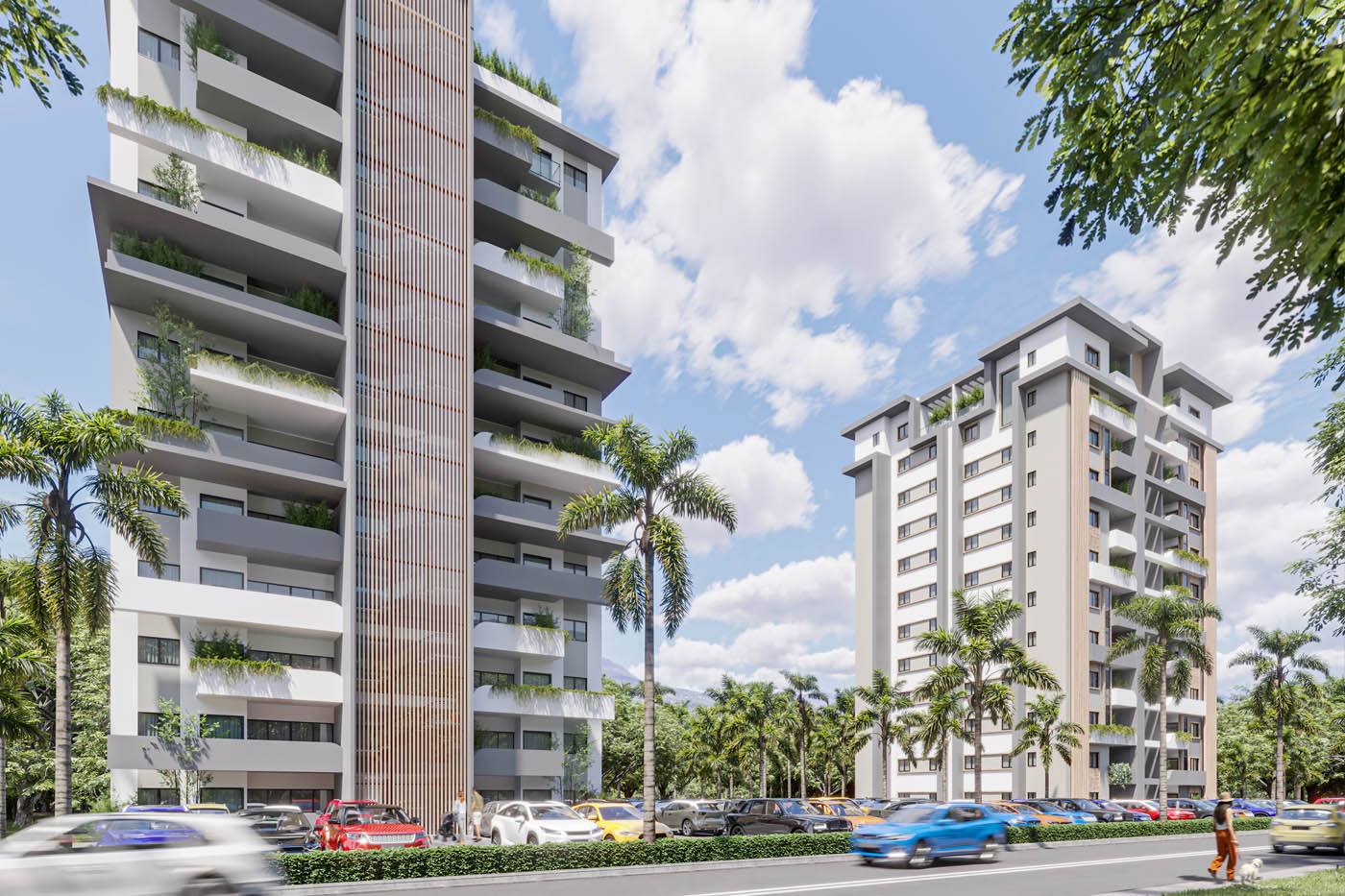 Renders 3D de dos edificios residenciales en Santo Domingo