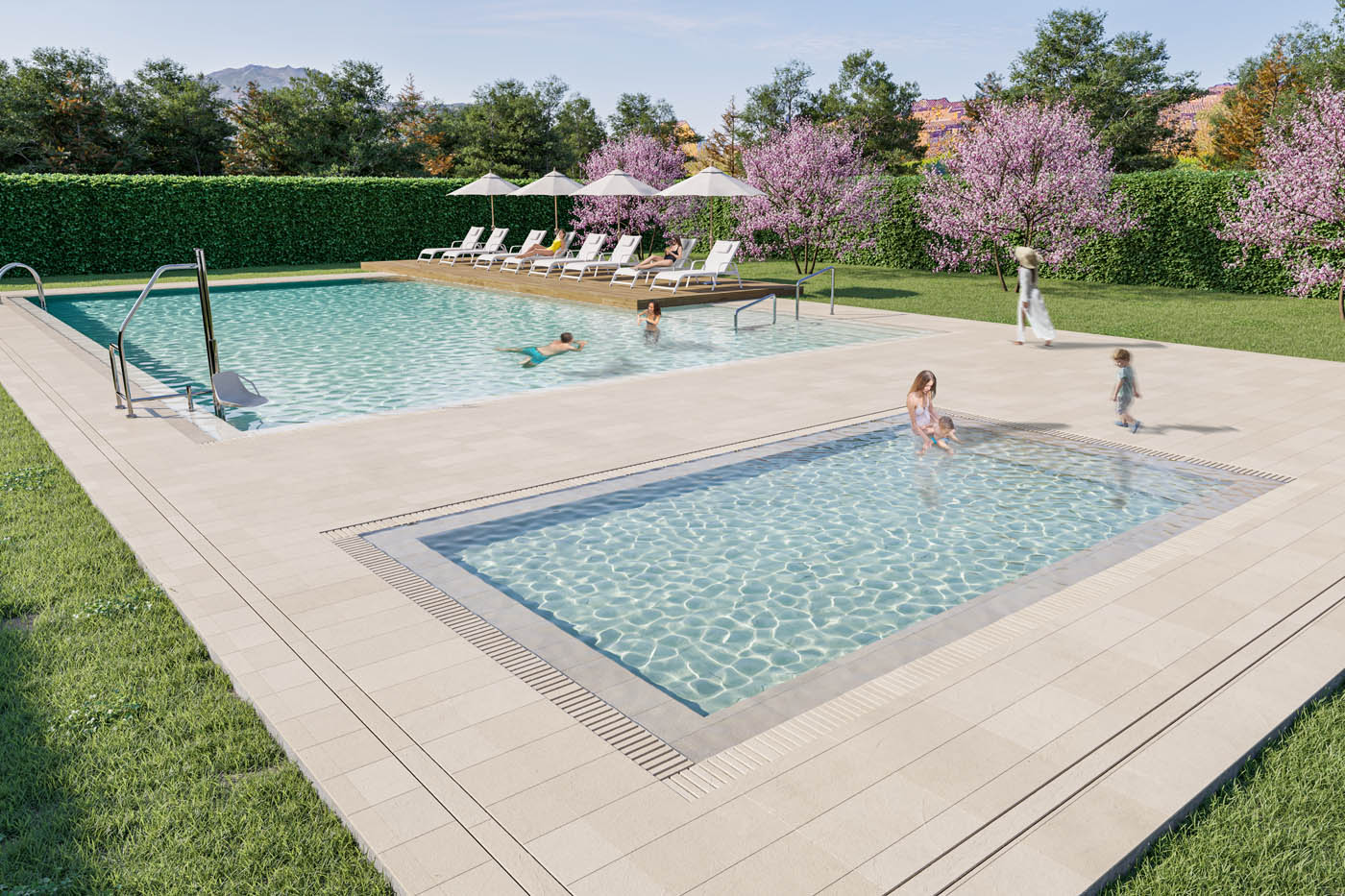 Render 3D de la piscina municipal en Collsuspina