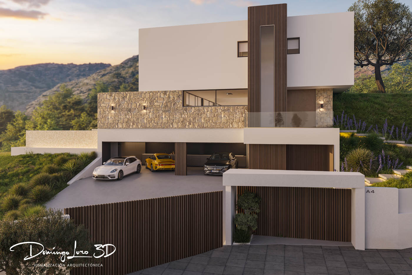 Render 3D de una vivienda unifamiliar