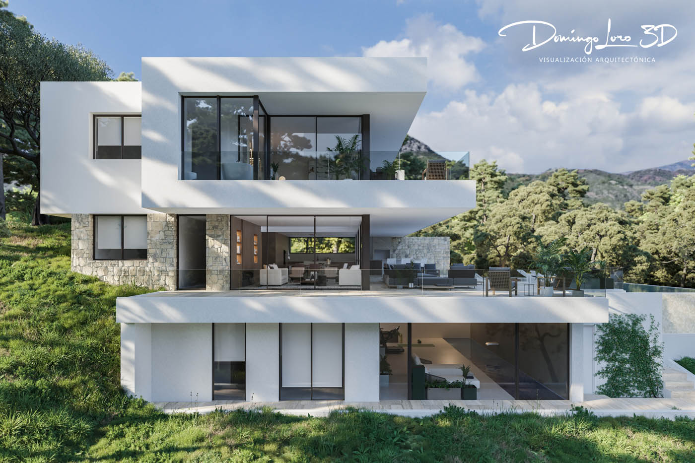 Render 3D de una vivienda unifamiliar