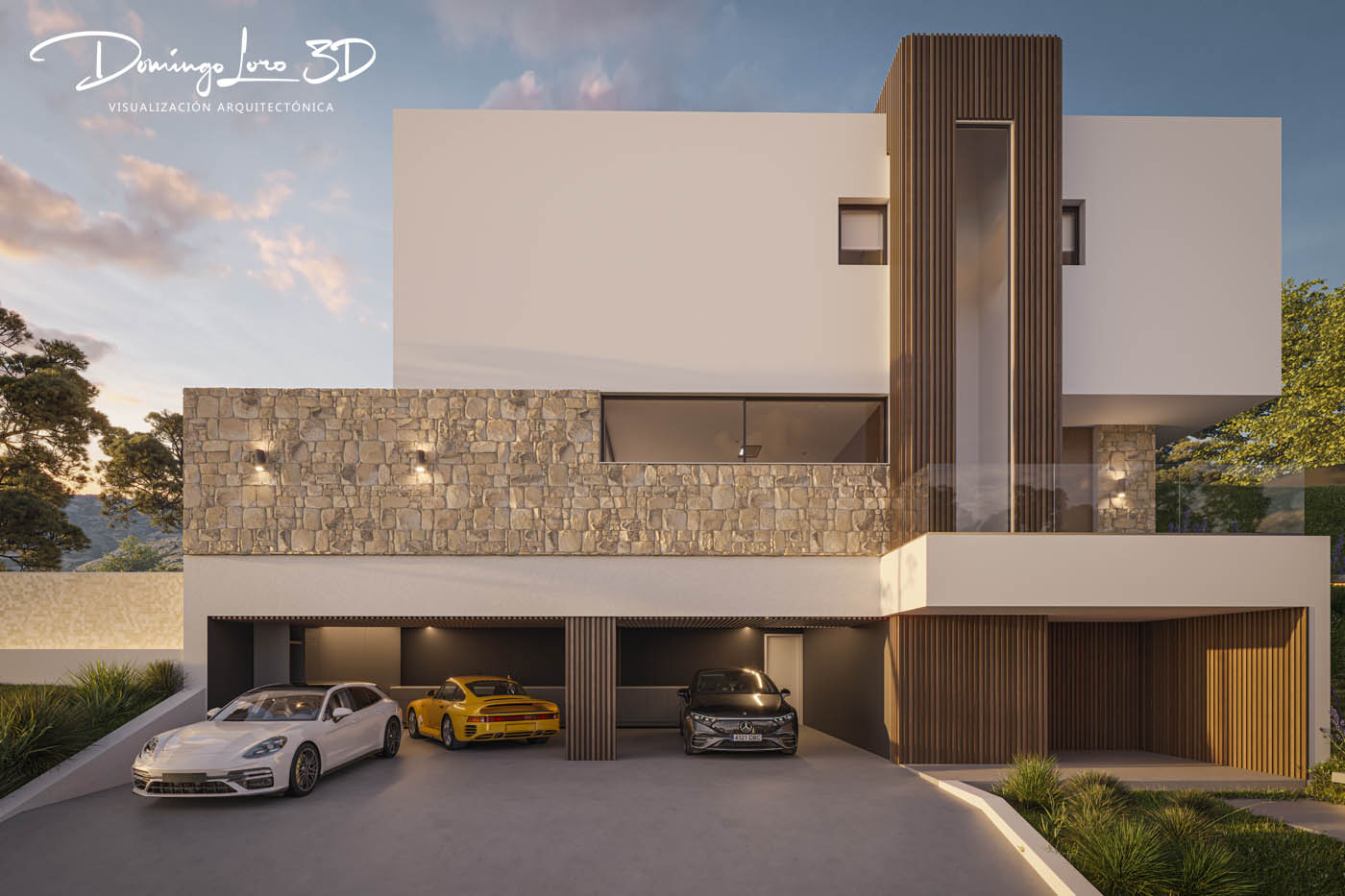 Render 3D de una vivienda unifamiliar