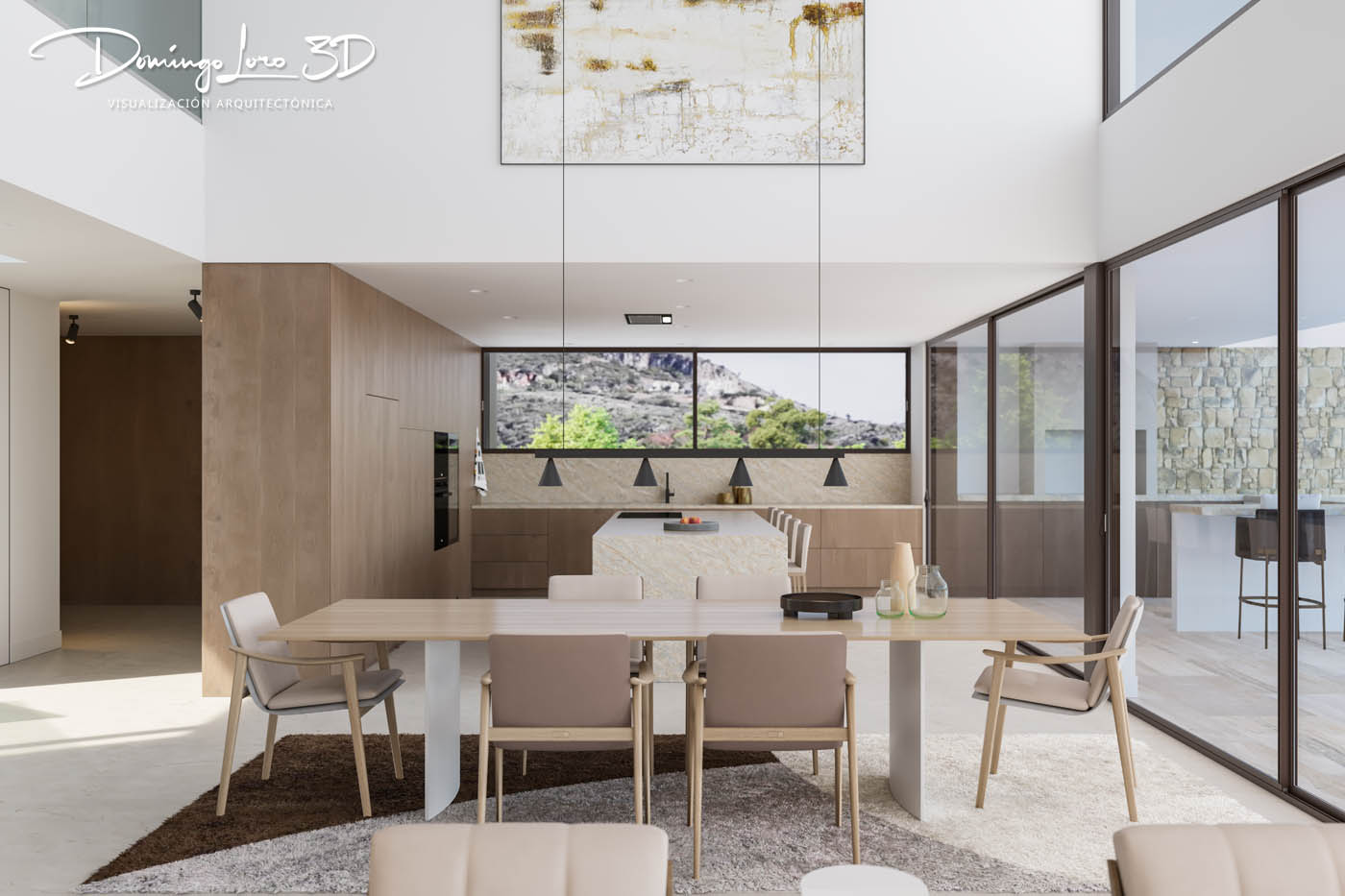 Render 3D de una vivienda unifamiliar