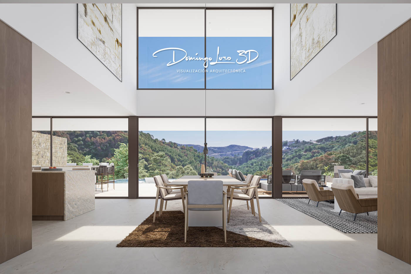 Render 3D de una vivienda unifamiliar