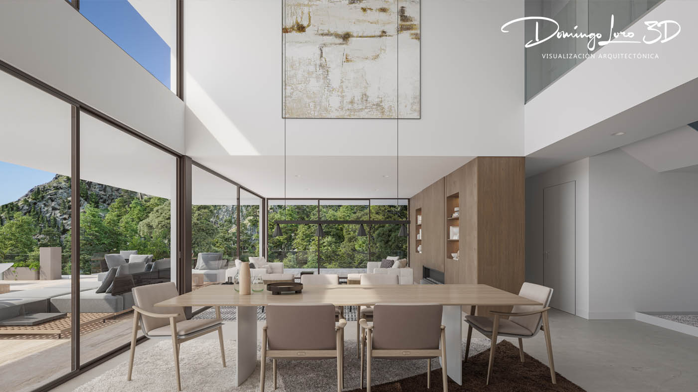Render 3D de una vivienda unifamiliar
