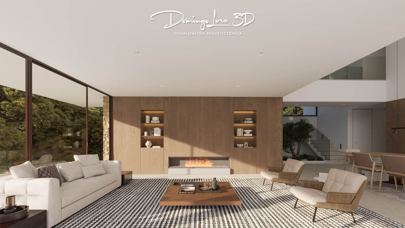 Render 3D de una vivienda unifamiliar