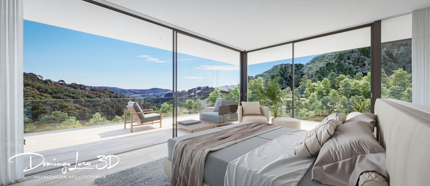 Render 3D de una vivienda unifamiliar