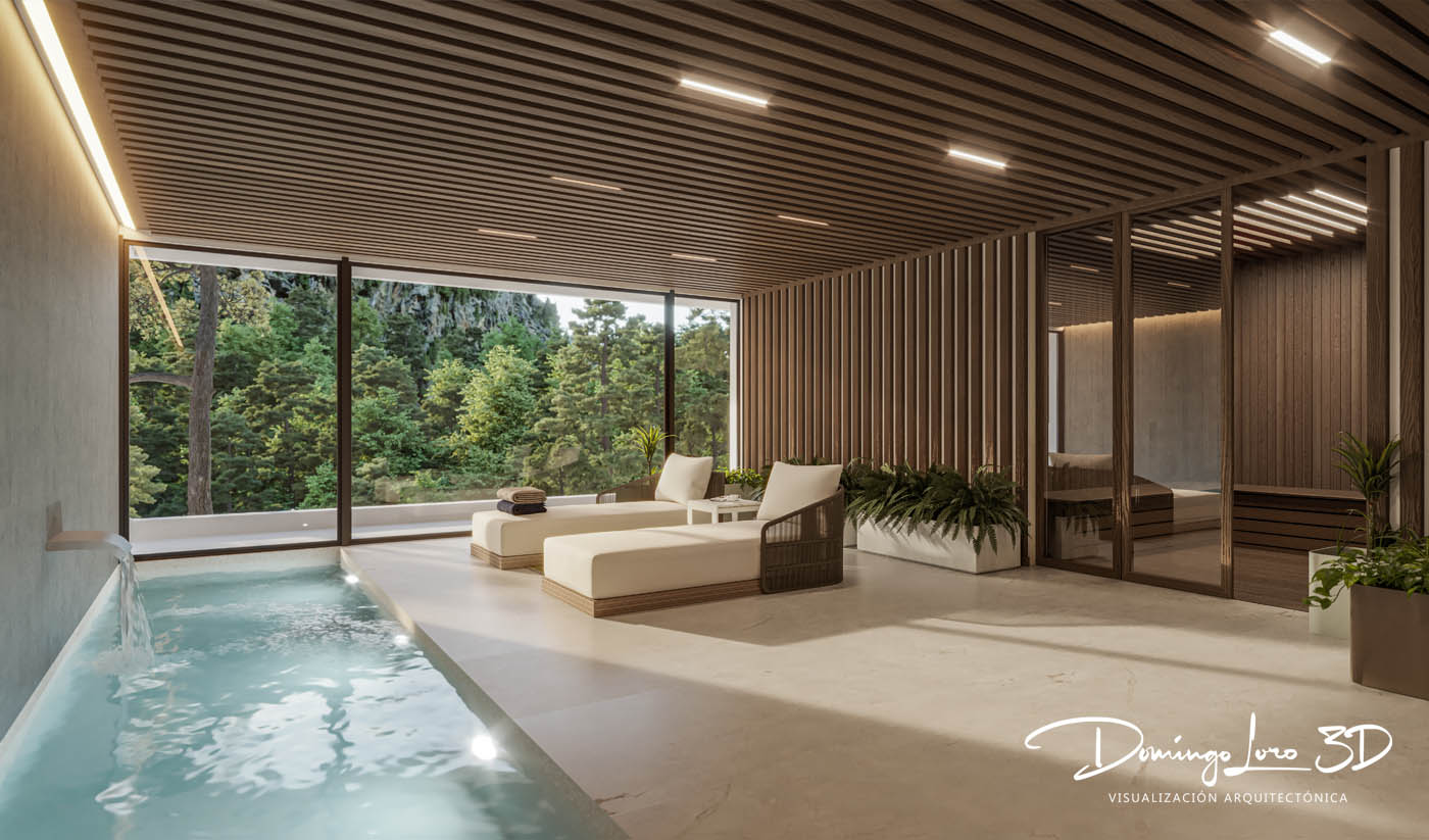 Render 3D de una vivienda unifamiliar