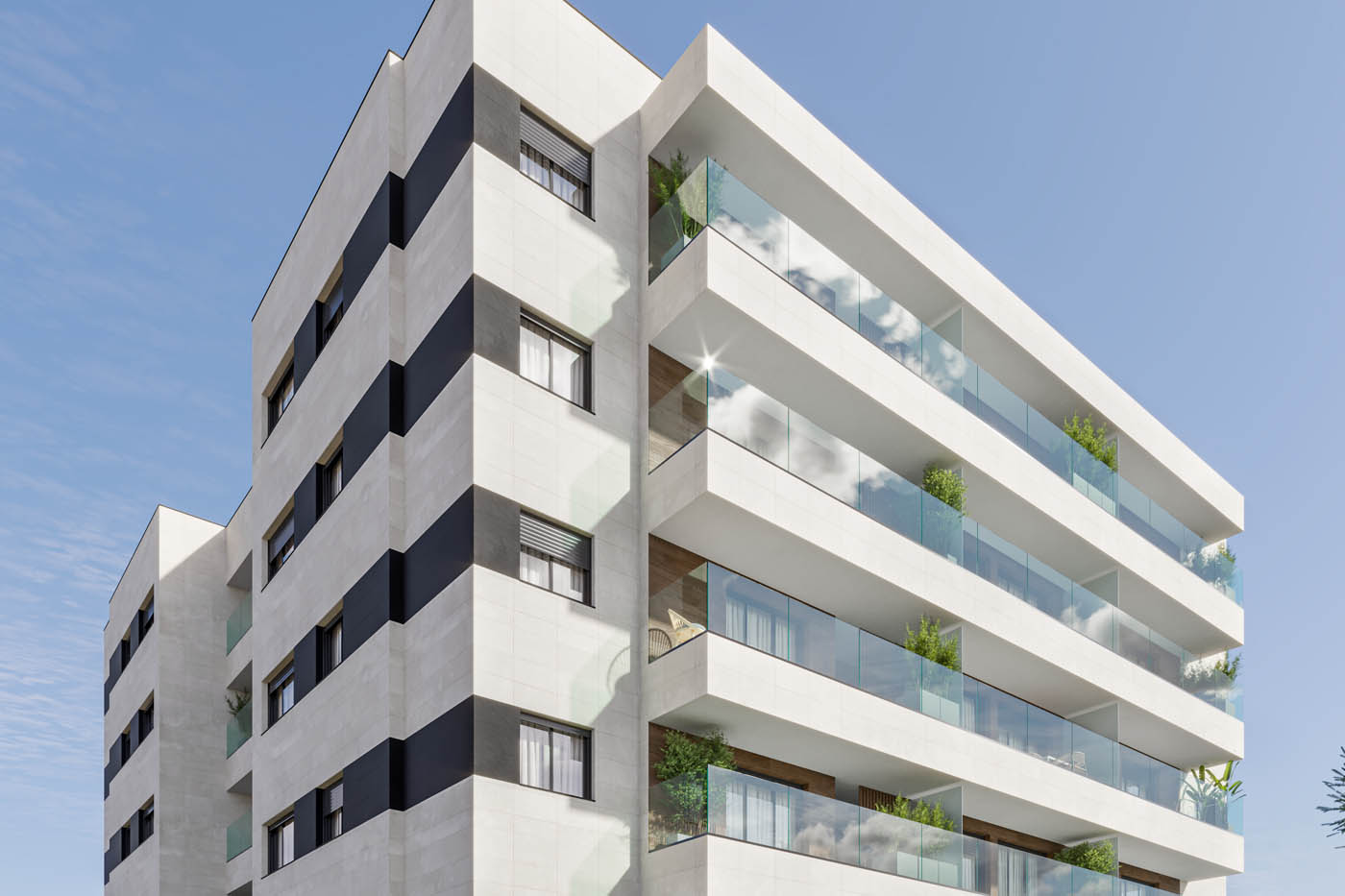 Renders 3D del exterior e interiores de un edificio en Castrillón