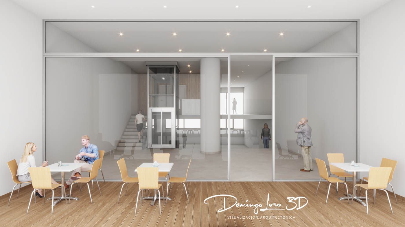 Infografía 3D de un local comercial