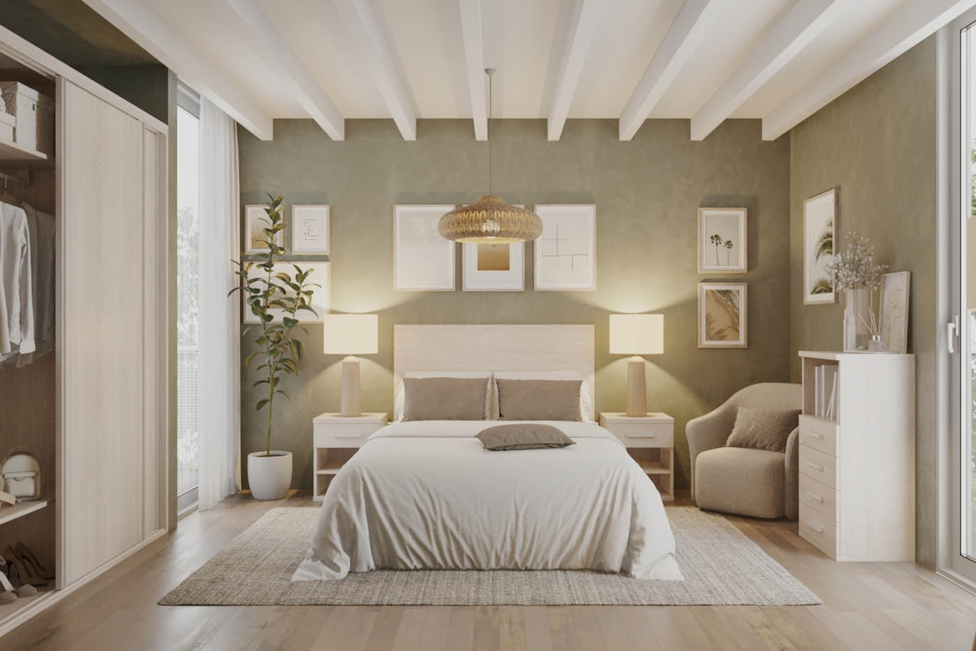 Renders de muebles de dormitorio realizados con infografía 3D