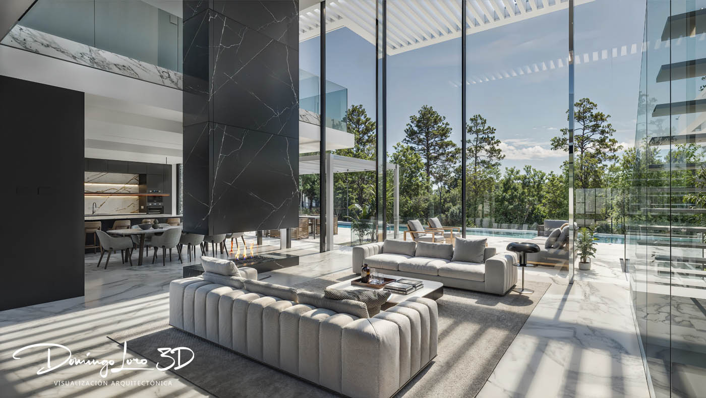 Render 3D de una vivienda unifamiliar