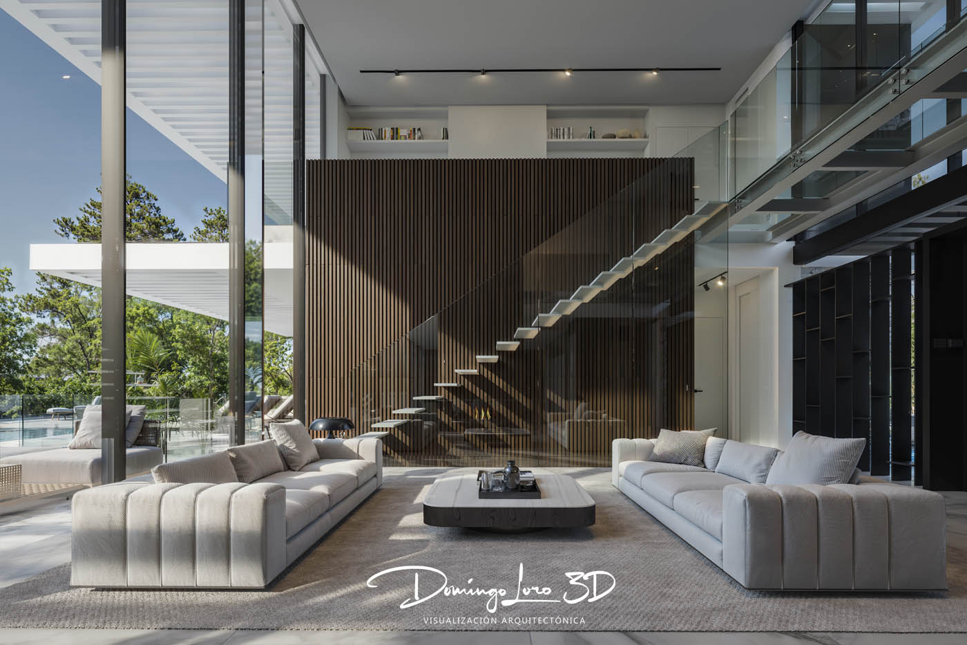 Render 3D de una vivienda unifamiliar