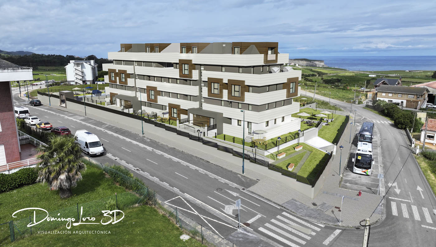 Render 3D de una urbanización en Suances