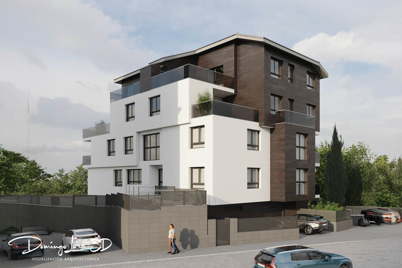 Render 3D de un edificio en Zornotza