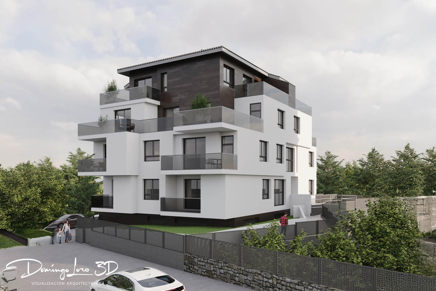 Render 3D de un edificio en Zornotza