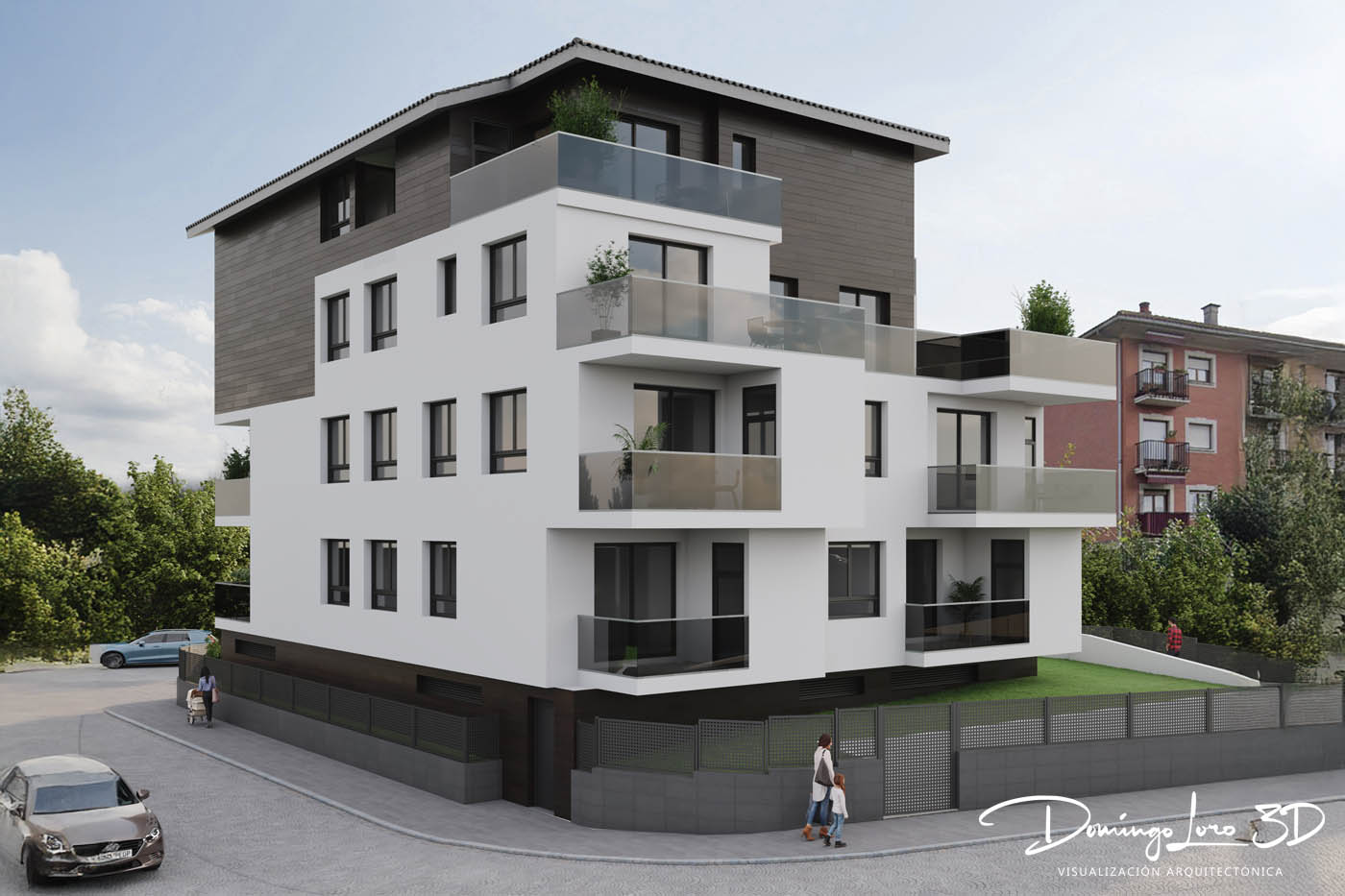 Render 3D de un edificio en Zornotza