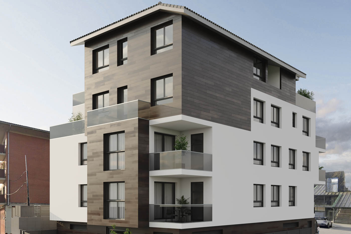 Infografía 3D de un edificio en Zornotza, Bizkaia