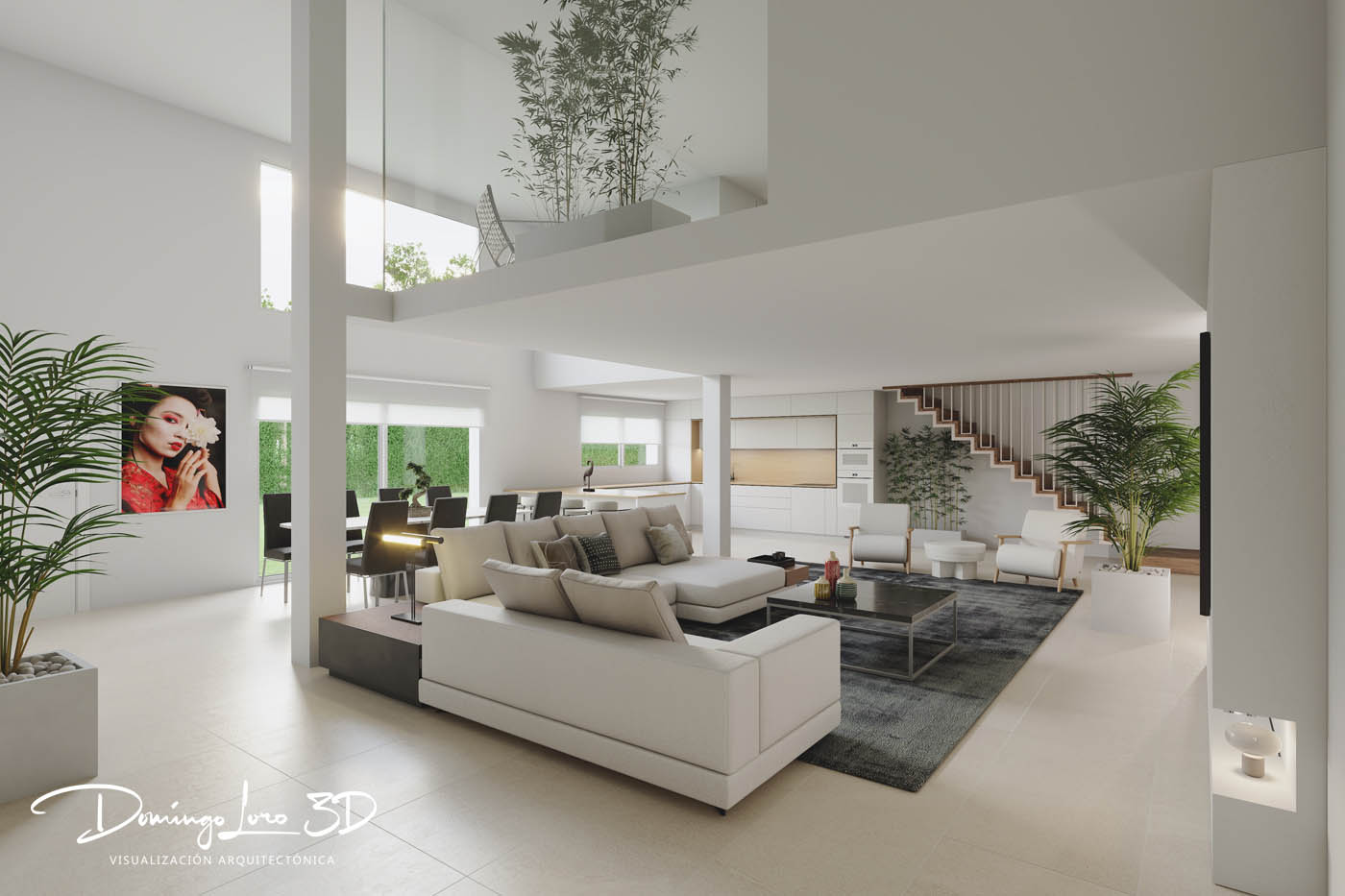 Infografía 3D de una vivienda en planta baja