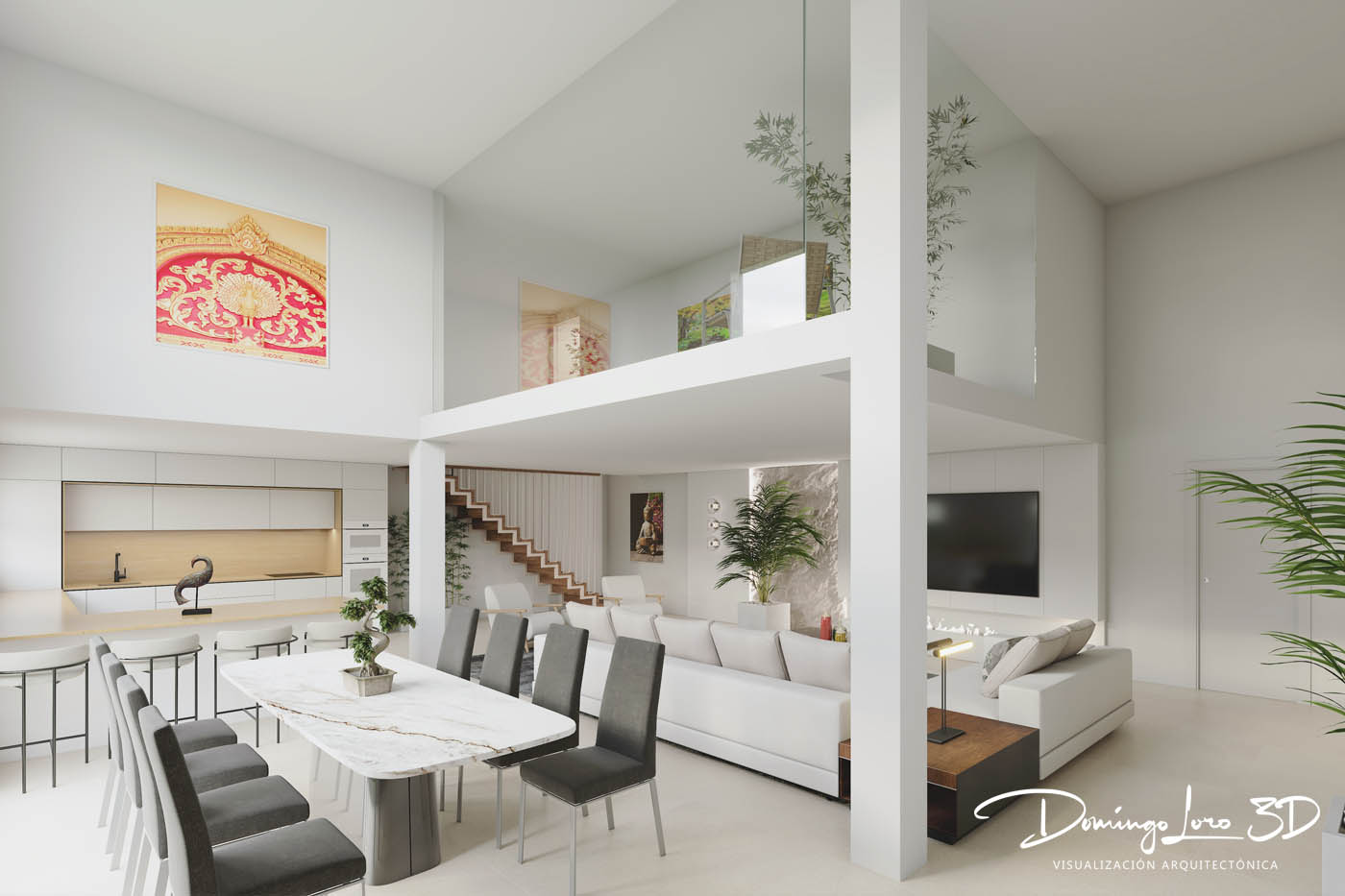 Infografía 3D de una vivienda en planta baja
