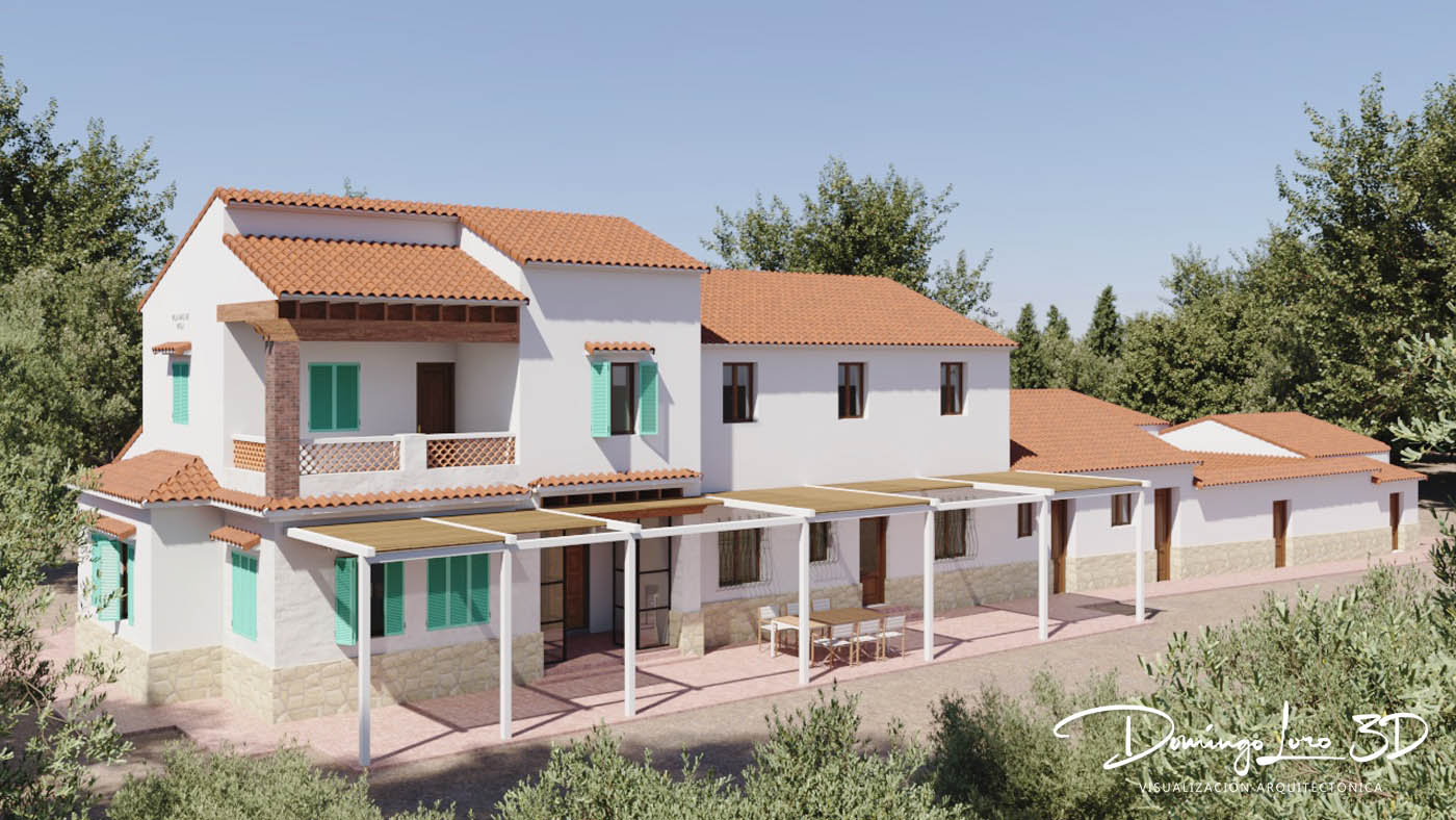 Renders 3D de una casa de campo