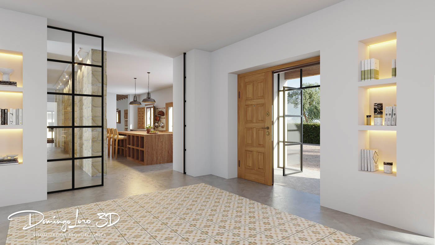 Renders 3D de una casa de campo