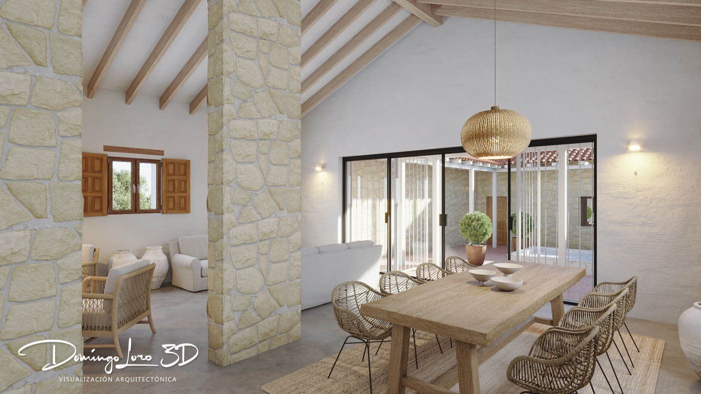 Renders 3D de una casa de campo
