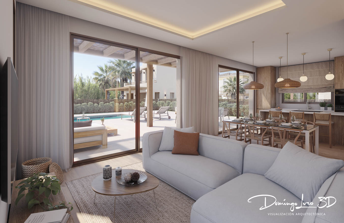 Infografía 3D vivienda en Oliva