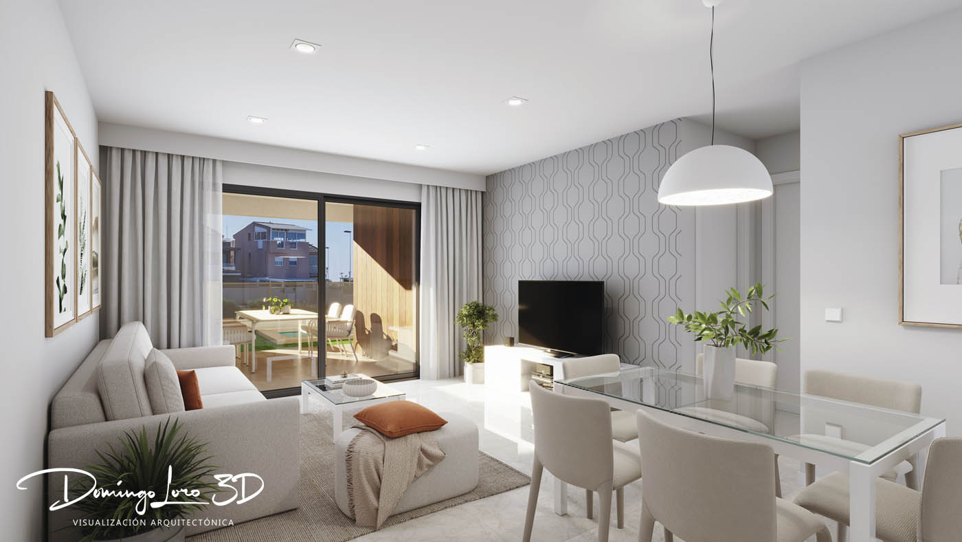 Render 3D de una promoción inmobiliaria