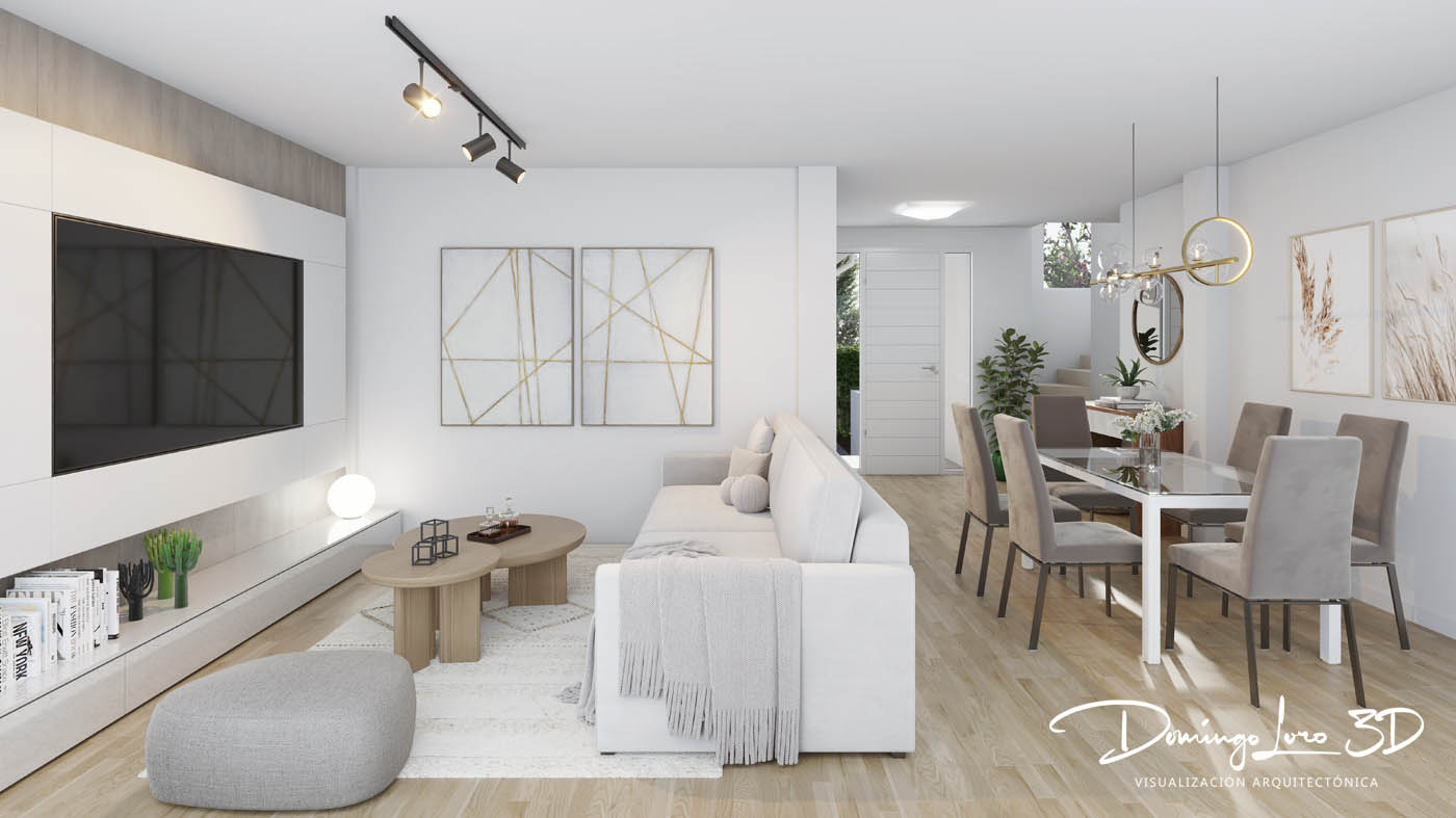 Render 3D de una vivienda