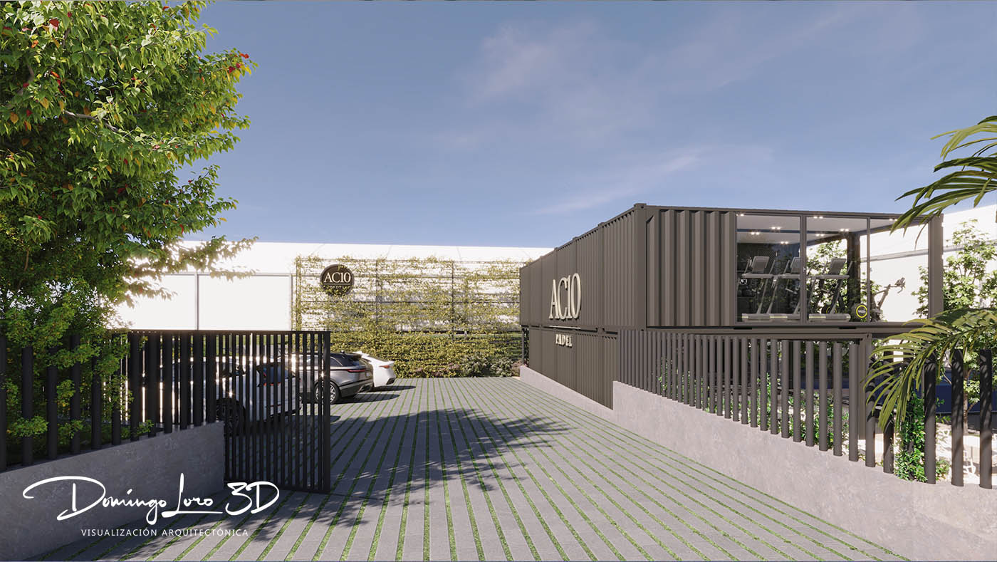 Render 3D de un club de pádel