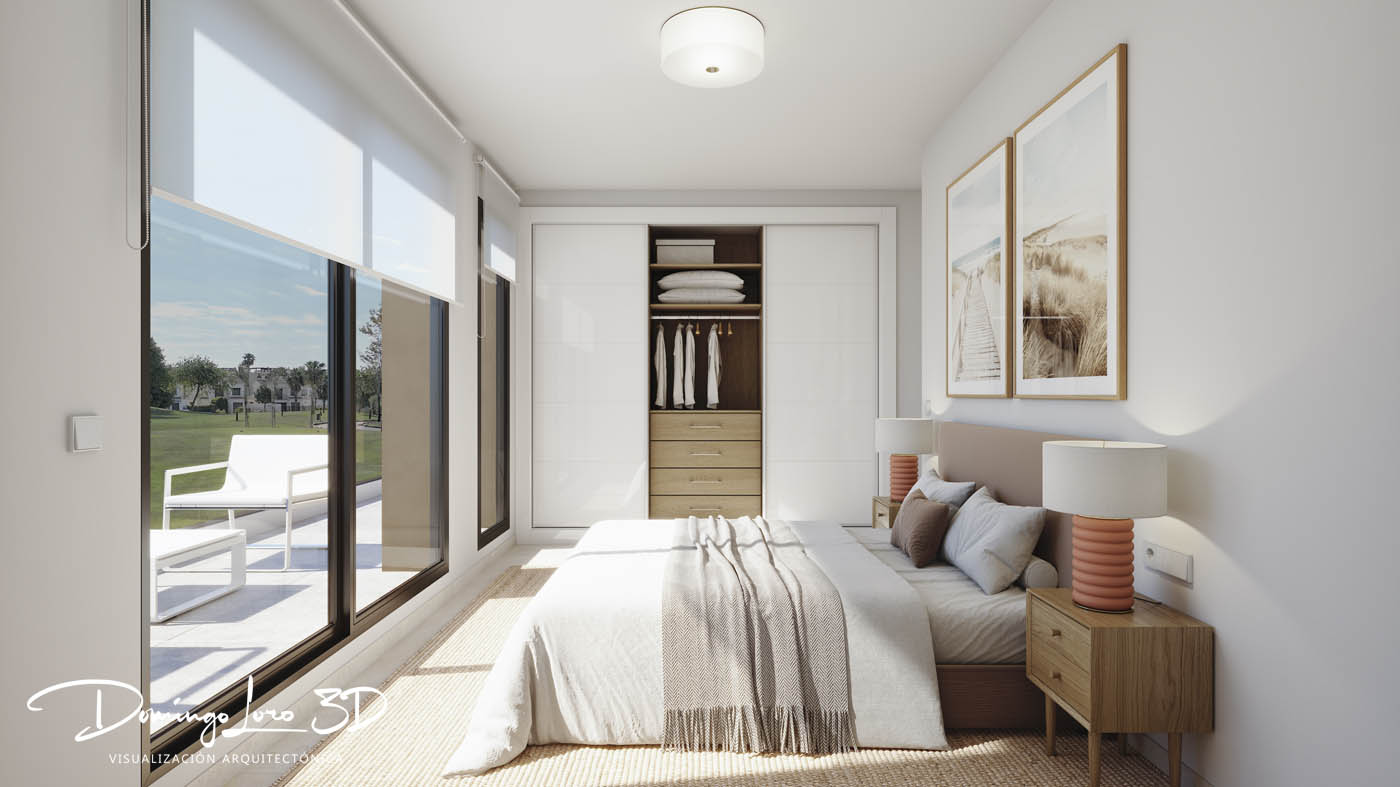 Render 3D del interior de una vivienda