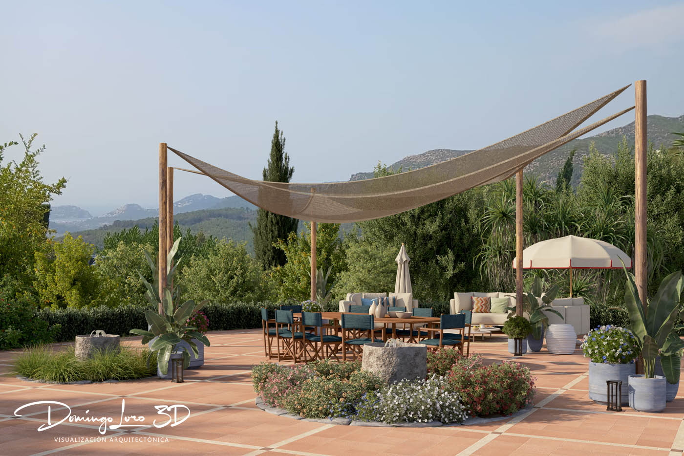 Render 3D de un espacio interior