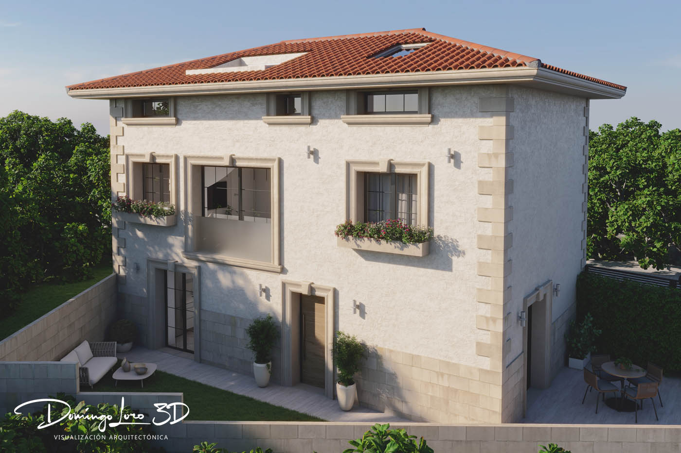 Render 3D fachada edificio