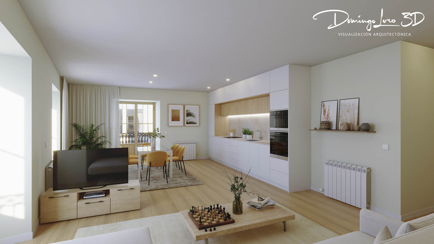 Render 3D local reconvertido a vivienda